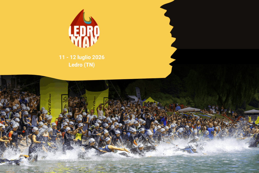 Stand WEPERE al Ledroman 2026 presso il Lago di Ledro con VIGGO, dispositivo di pressoterapia sportiva dedicato al recupero muscolare dei triatleti.